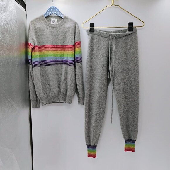 Madeleine Thompson Black Cashmere Lounge Pants Sweatshirt Set Size Small - Picture 1 of 13